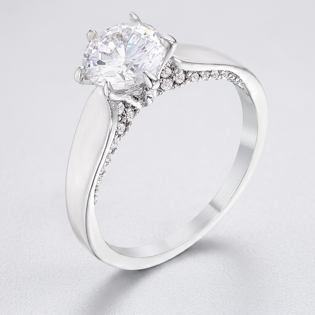 Avera 1.56Ct Contemporary Plated Cubic Zirconia Solitaire Ring