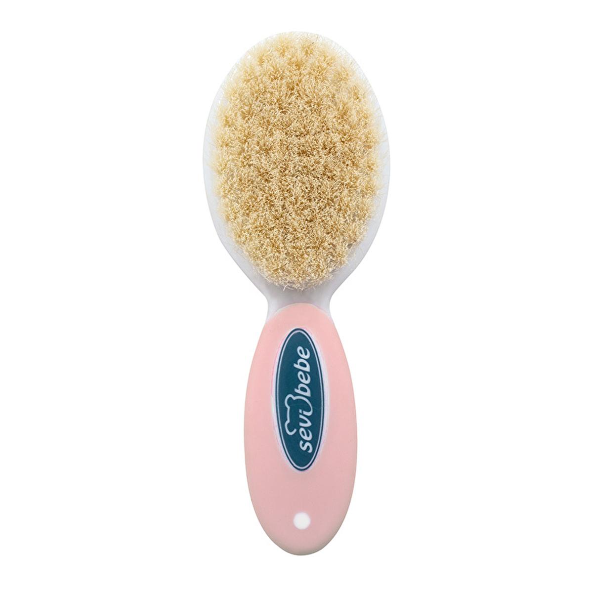 Sevi Bebe Baby Hair Brush and Comb Set - Natural Bristle, Gentle Grooming for Newborns