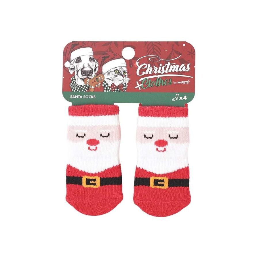 M-Pets Christmas Santa Non-Slip Pet Socks 4-Pack