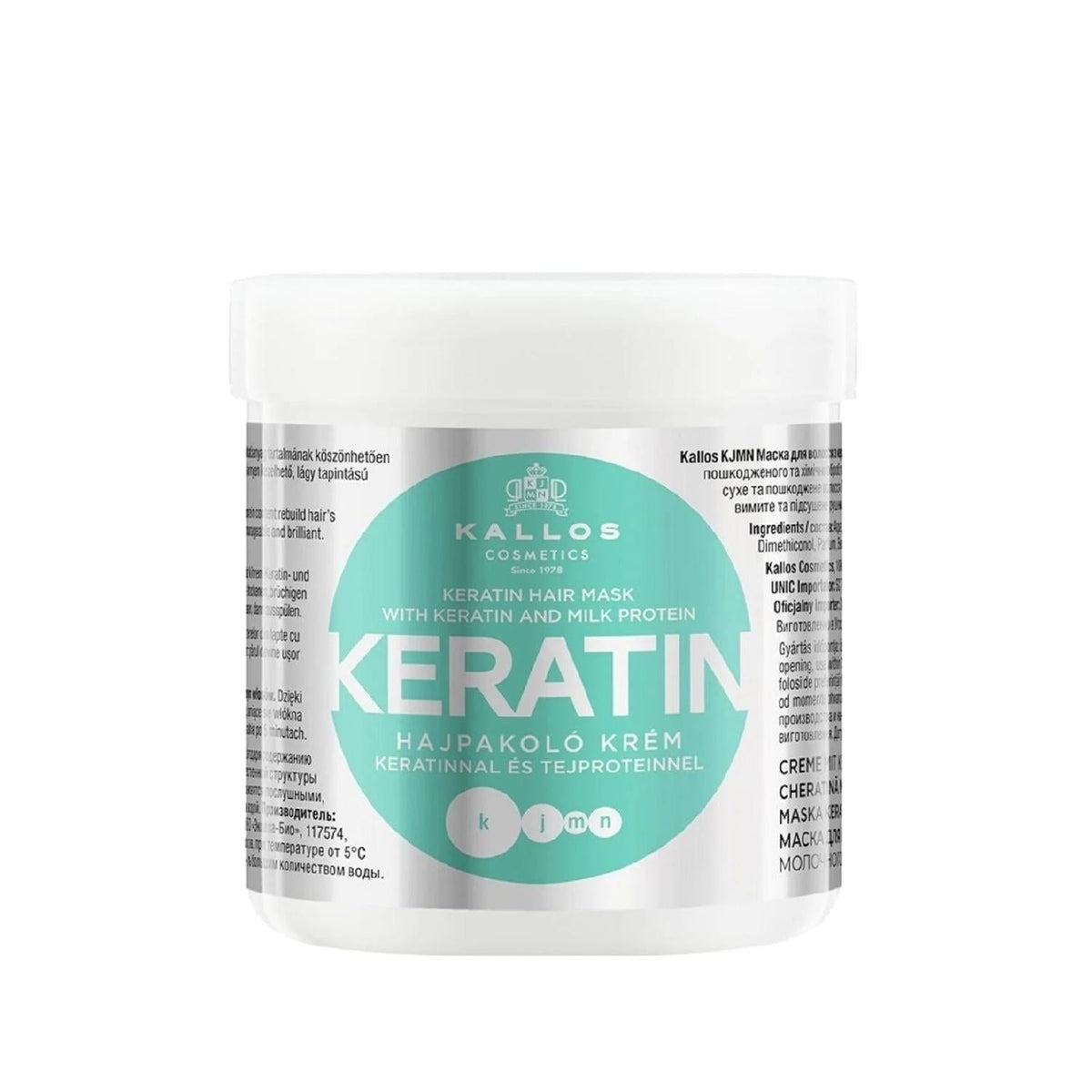 Kallos Cosmetics Keratin Hair Mask with Milk Protein for Damaged & Chemically Treated Hair, 500ml - Nourishing Repair for Dry Hair