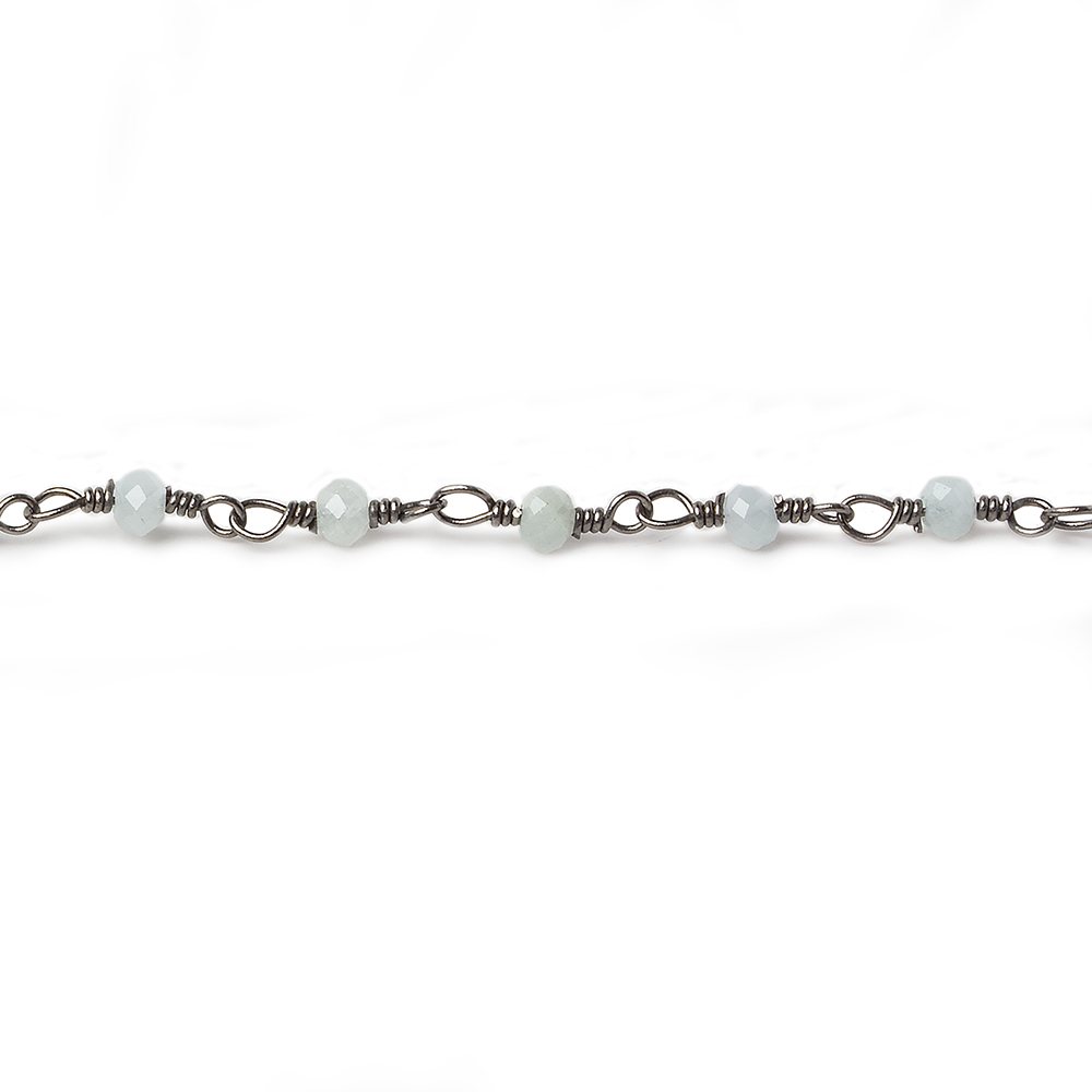 3mm Milky Aquamarine Black Gold plated Chain by the foot