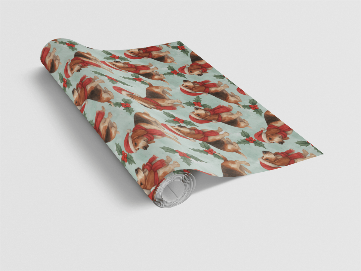 Holly Hat Harmony Hound Wrapping Paper