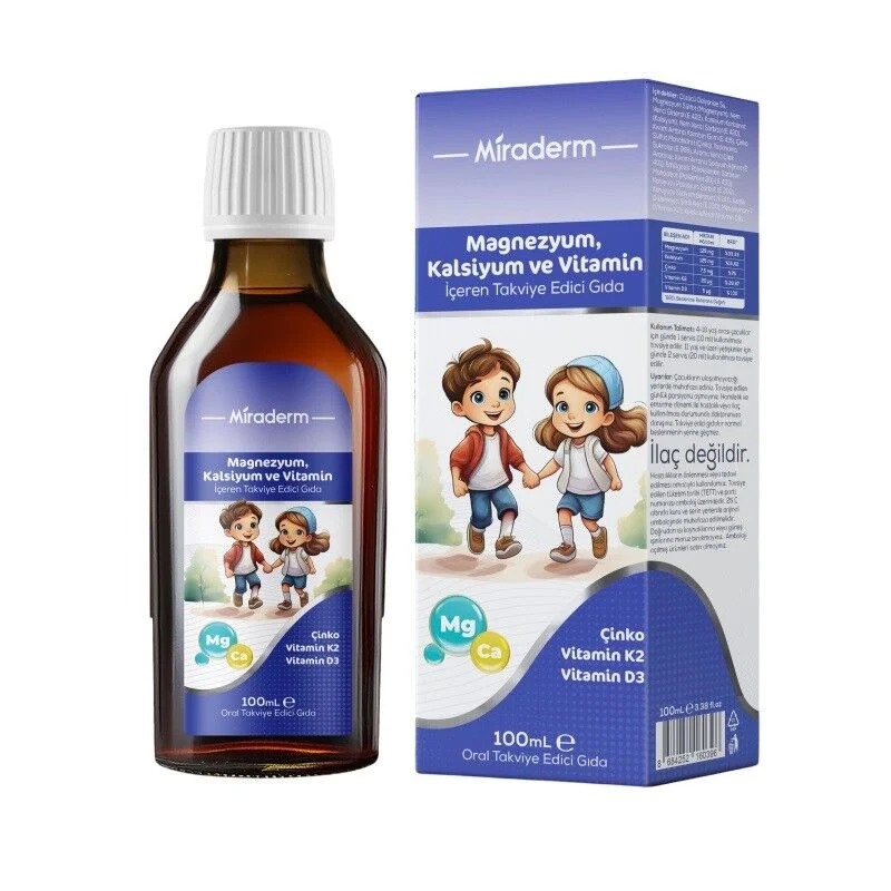 Miraderm Magnesium Calcium & Vitamin Liquid Supplement 100ml