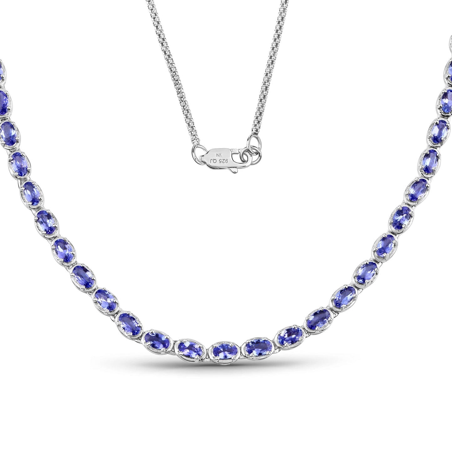 10.00 Carat Genuine Tanzanite .925 Sterling Silver Necklace