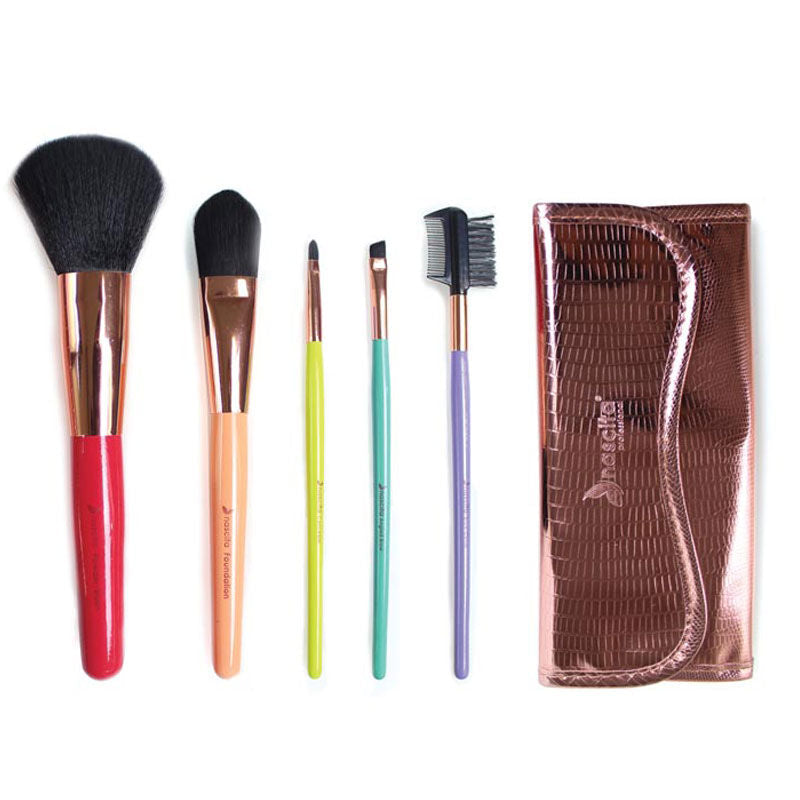 Nascita 5-Piece Colorful Makeup Brush Set with Bag