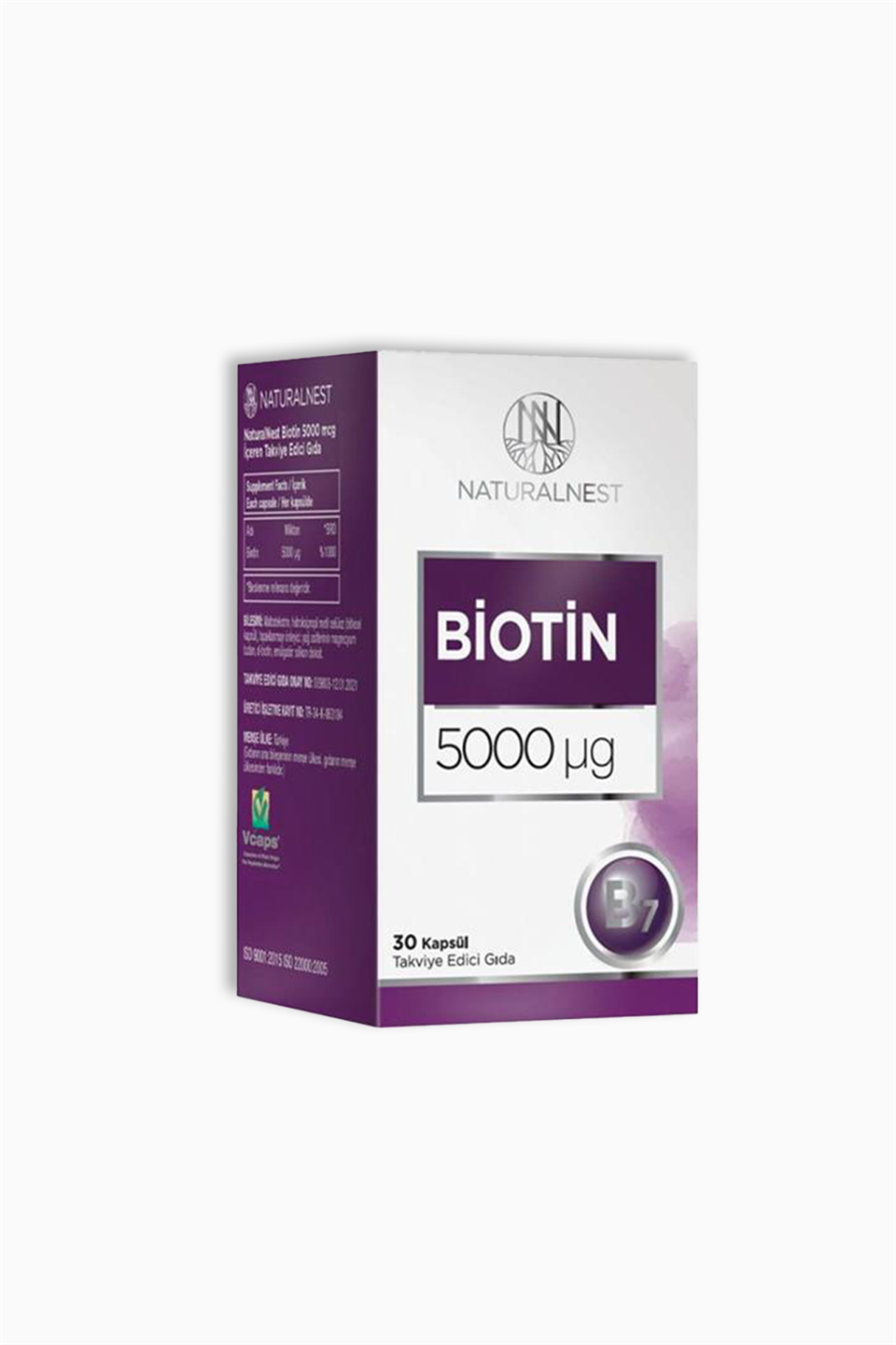 Natural Nest Biotin 5 mg Hair & Nail Support 30 Capsules
