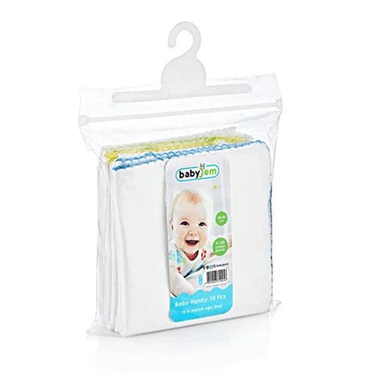 Babyjem Cotton Baby Cloths - 10 Pack Soft Newborn Face Wipes, Gentle Cleaning for Sensitive Skin, 20x20 cm