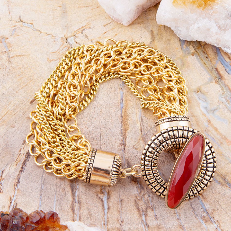 Orange Carnelian Golden Chain Bracelet