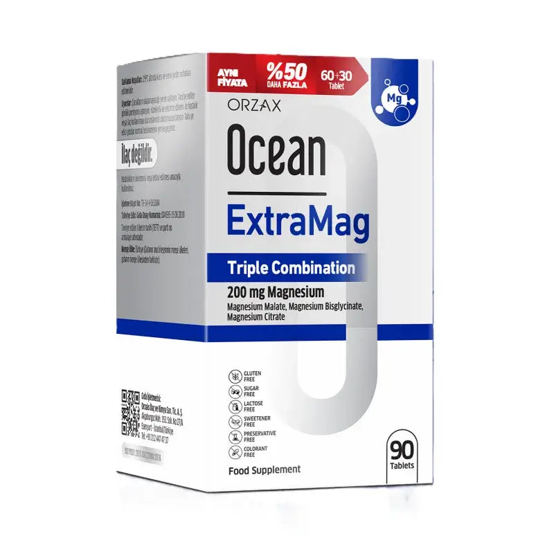 Orzax Ocean ExtraMag Triple Magnesium Supplement 90 Tablets