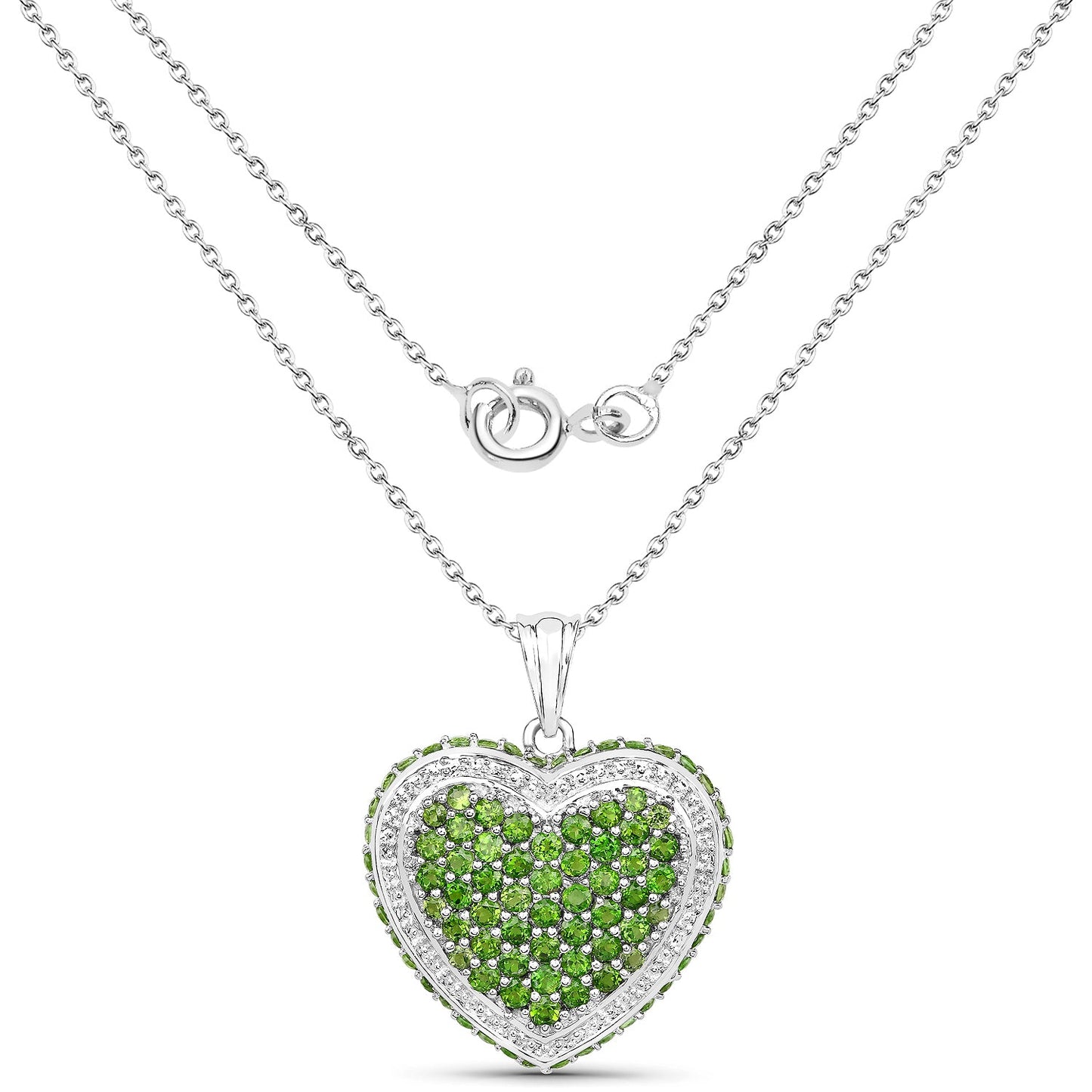 4.62 Carat Genuine Chrome Diopside .925 Sterling Silver Pendant