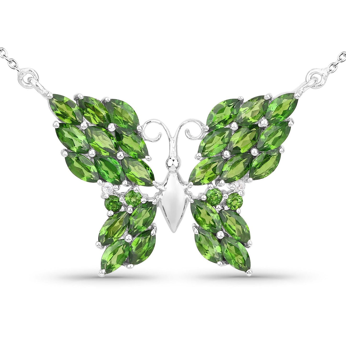 4.88 Carat Genuine Chrome Diopside and White Topaz .925 Sterling Silver Pendant