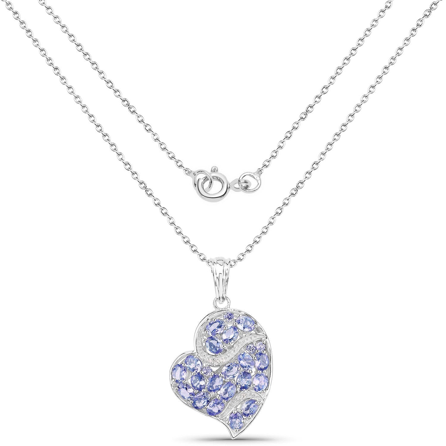 3.40 Carat Genuine Tanzanite and White Topaz .925 Sterling Silver Pendant