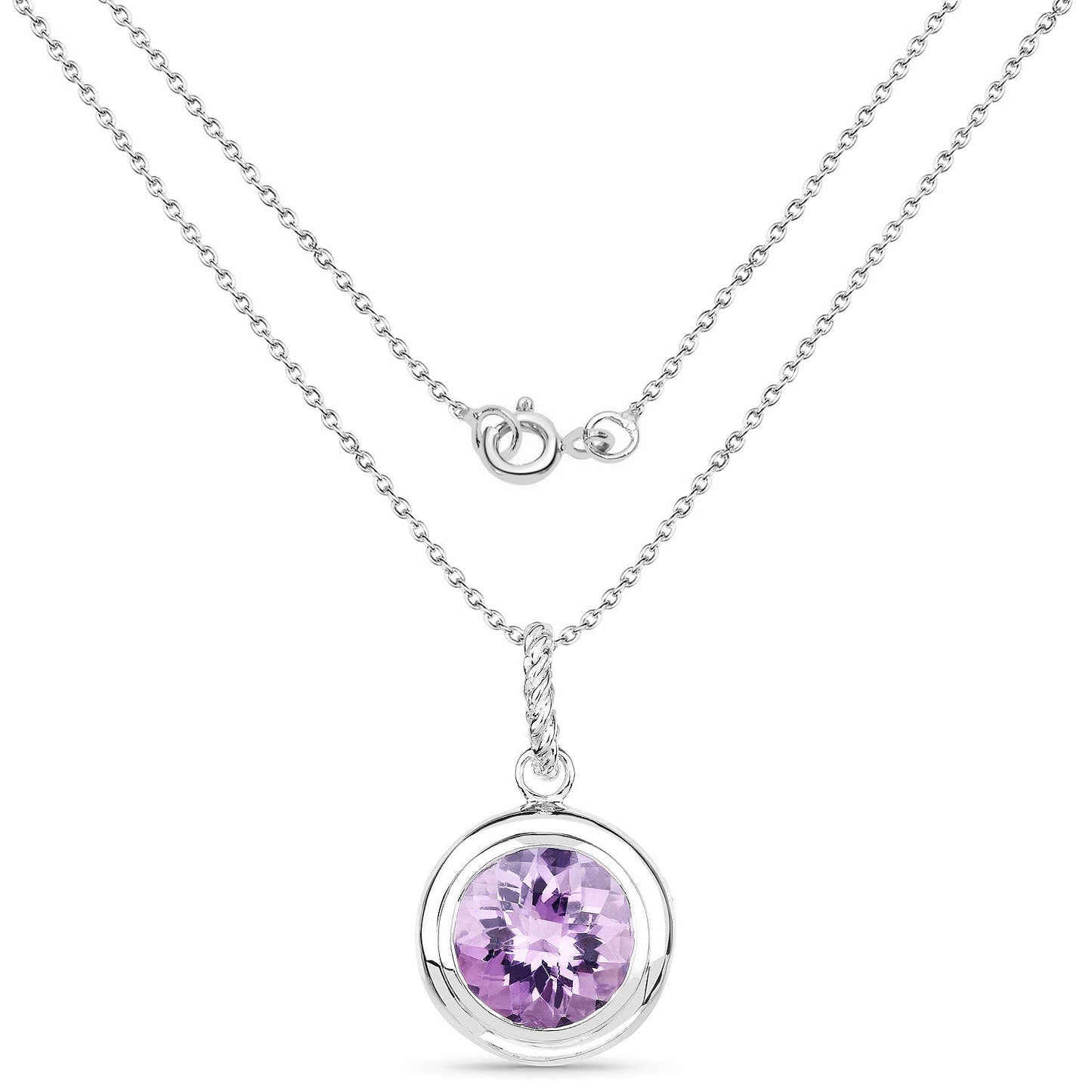 8.00 Carat Genuine Amethyst .925 Sterling Silver Pendant