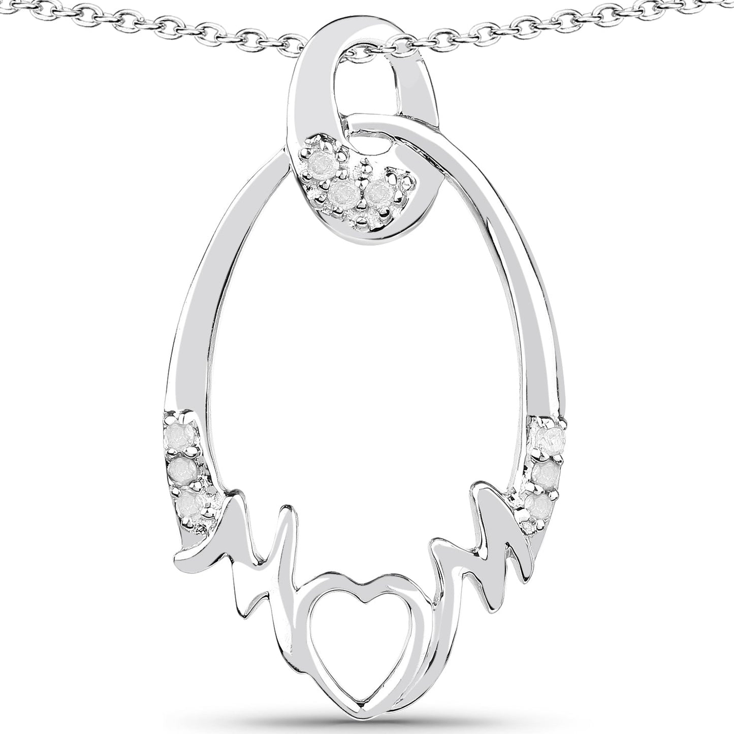0.14 Carat Genuine White Diamond .925 Sterling Silver Pendant