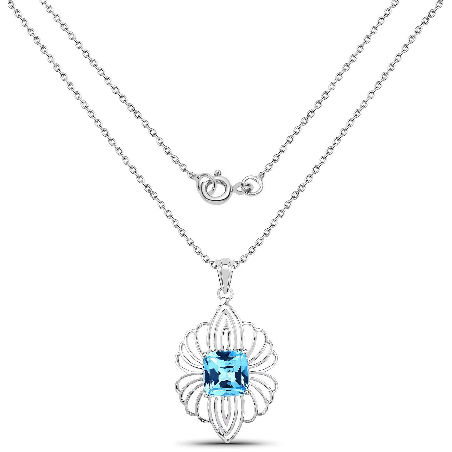 8.18 ct. Genuine Swiss Blue Topaz .925 Sterling Silver Pendant
