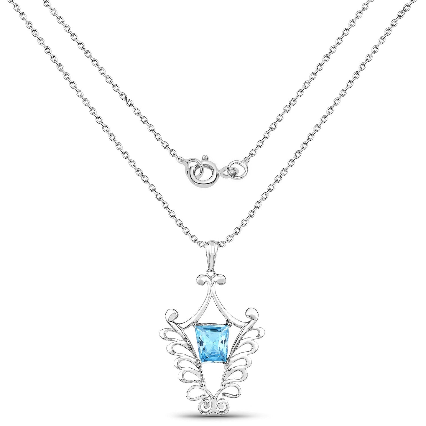 5.68 Carat Genuine Swiss Blue Topaz .925 Sterling Silver Pendant