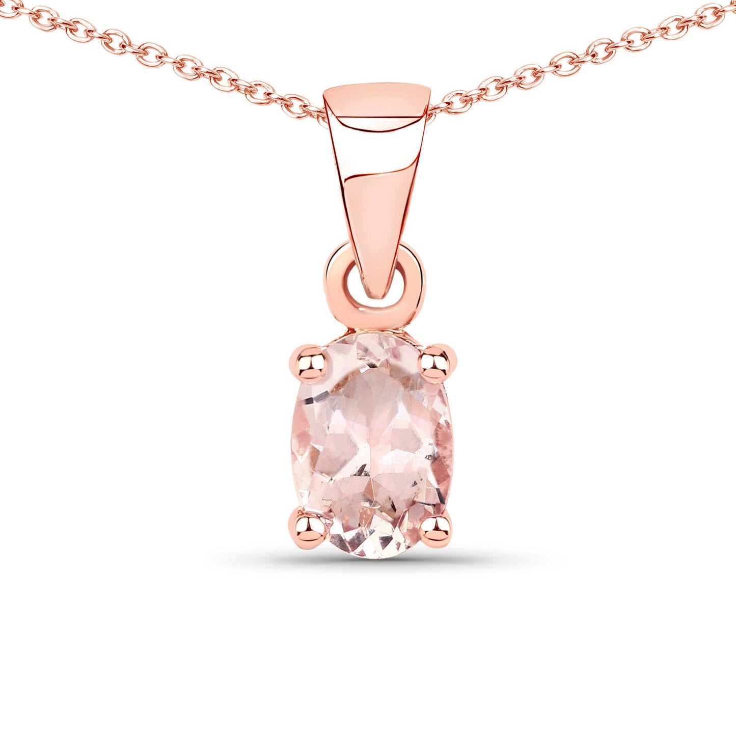 0.70 ct Genuine Morganite .925 Sterling Silver Pendant