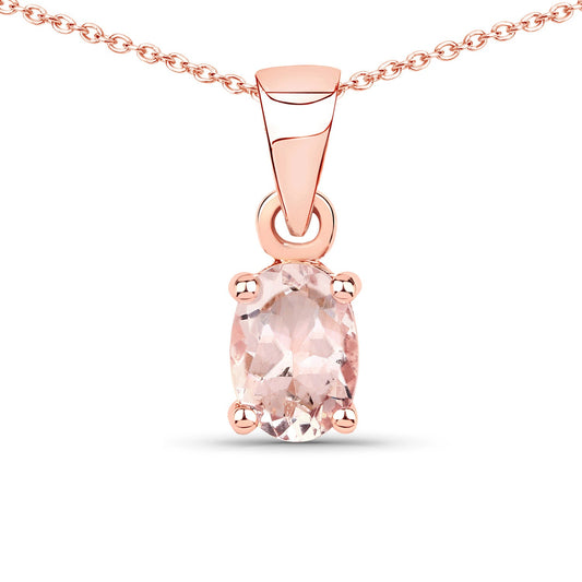 0.70 ct Genuine Morganite .925 Sterling Silver Pendant