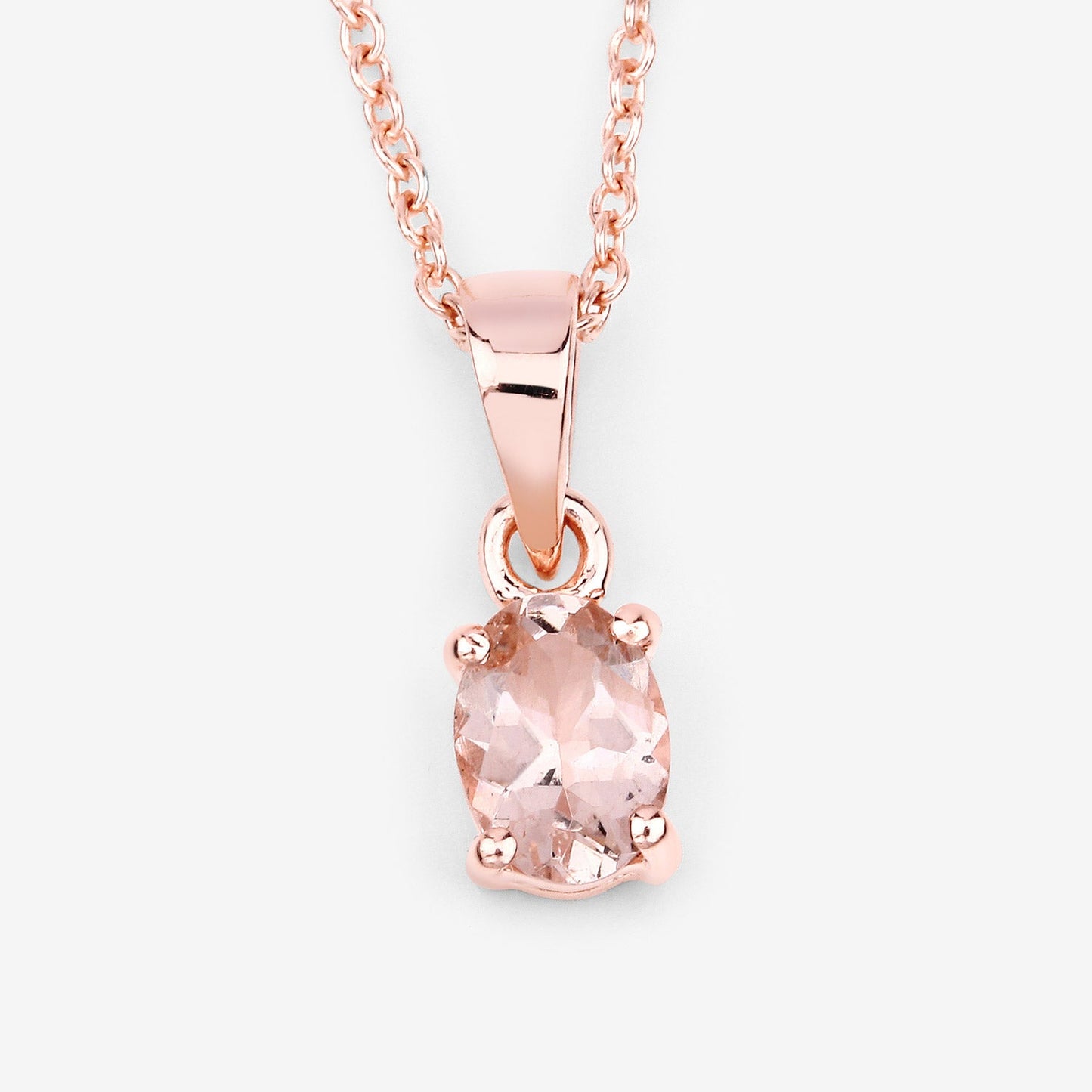 0.70 ct Genuine Morganite .925 Sterling Silver Pendant