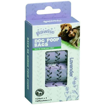 Pawise Lavender Scented Dog Waste Bags 60 Count 4 Rolls