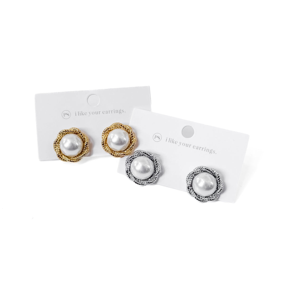 Pearl Button Earrings - WATERPROOF