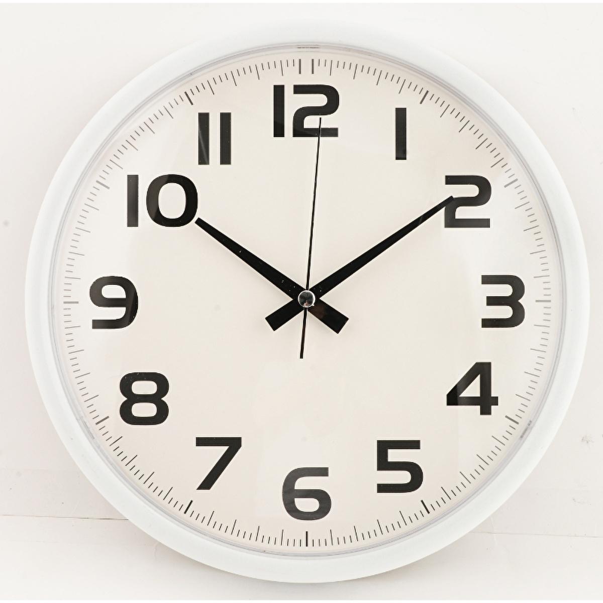 Muyika White Frame 30cm Wall Clock: Easy-to-Read Analog Clock for Home Decor - Modern Decorative Clock
