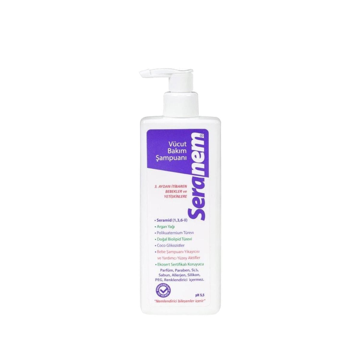 Seranem Moisturizing Body Wash Shampoo: Gentle & Hydrating Cleanser for Face & Body - Perfect for Sensitive Skin & Kids (9.3 fl oz)