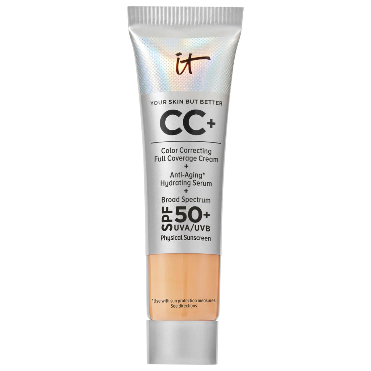 IT Cosmetics CC+ Cream: Full Coverage Color Correcting Foundation with SPF 50+ - Anti-Aging, Hydrating, Flawless Finish
