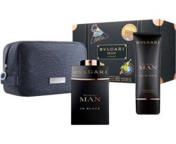 GIFT/SET BVLGARI MAN IN BLACK 3 PCS. 100ML EDP SPRAY + 100ML A/SHAVE BALM + POUCH MEN:DESIGNER:BVLGAR Perfume By BVLGARI For MEN