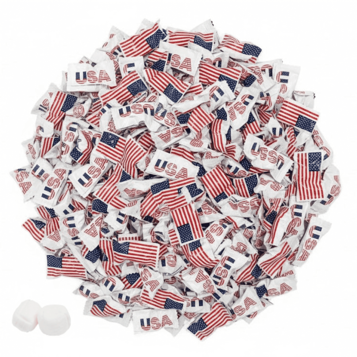 USA Flag Buttermints 110ct – Individually Wrapped Patriotic Candy for 4th of July, Memorial Day, Veterans Day, Red White & Blue Party Favors
