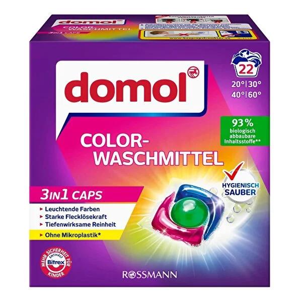Domol 3-in-1 Color Laundry Detergent Capsules: Deep Cleaning, Stain Removal, Eco-Friendly, Vibrant Colors - 22 Loads