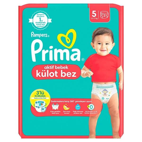 Prima Baby Diapers Pants Size 5 Junior 21 Count - Absorbent, Comfortable, and Easy to Change